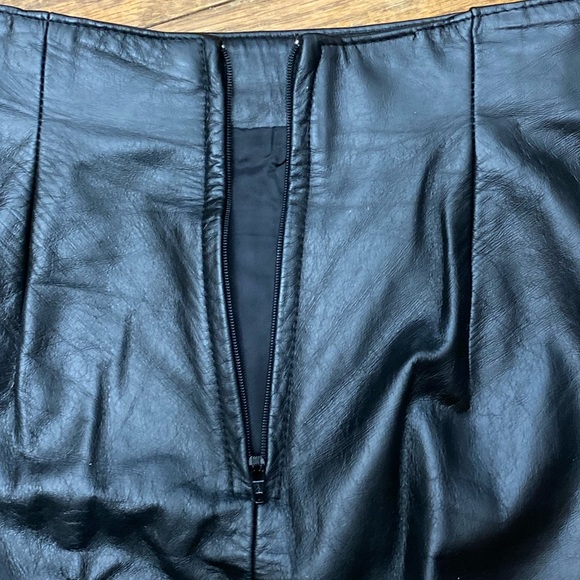 Vintage 80s Womens Byrnes & Baker Black Leather High Rise Pencil Skirt Size 4 - Picture 4 of 8